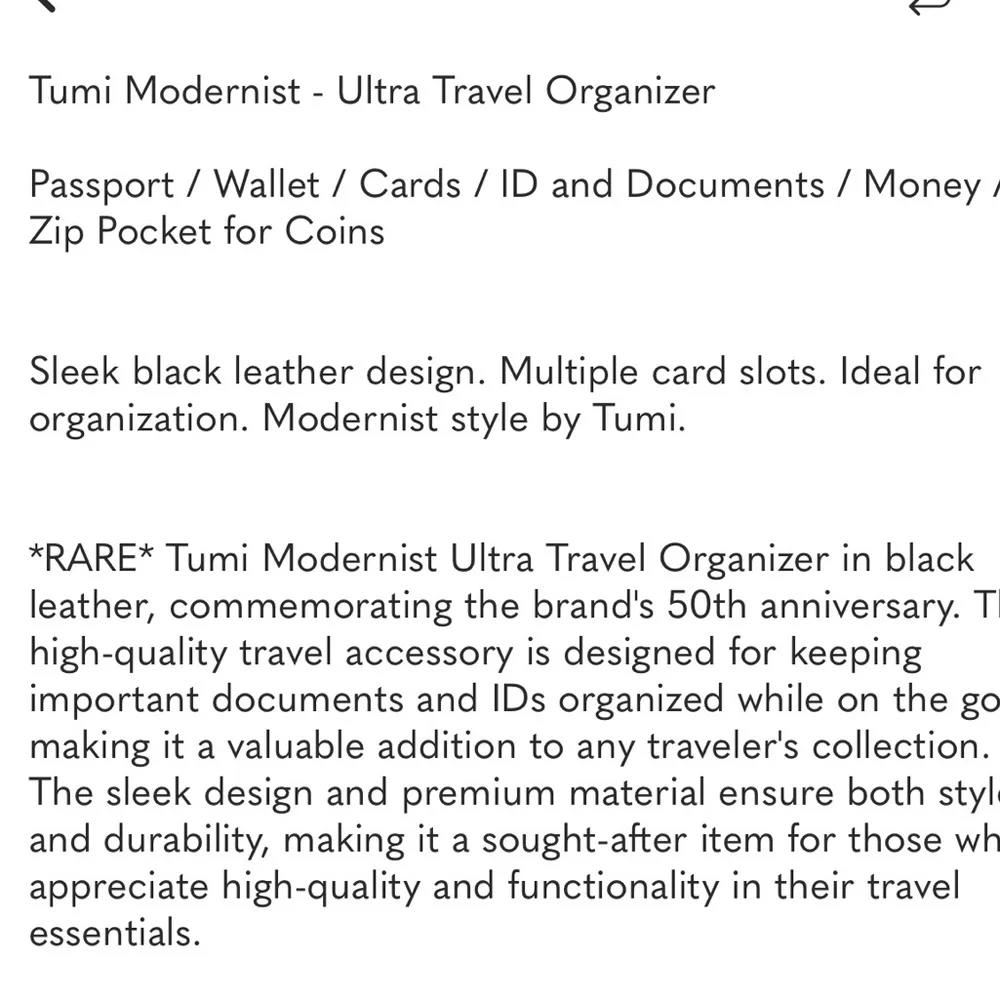 Tumi Modernist Black Leather Ultimate Travel Organizer Wallet